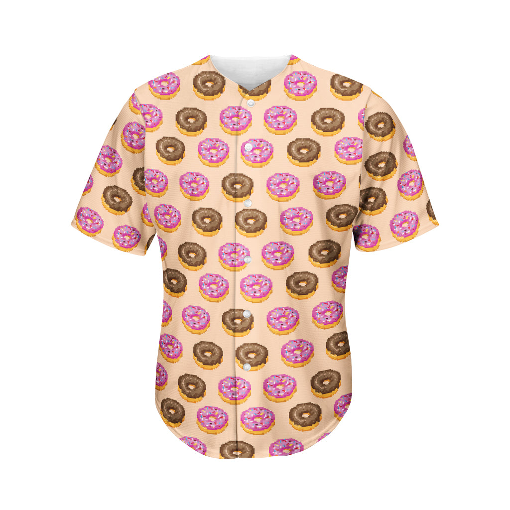 8-Bit Pixel Donut Print Men's Baseball Jersey