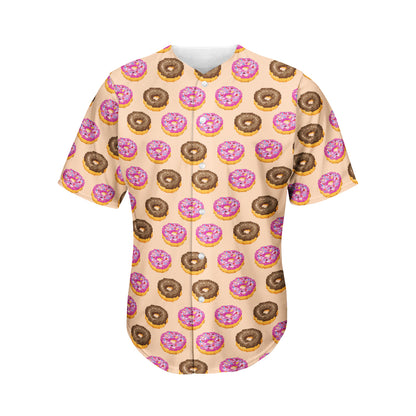 8-Bit Pixel Donut Print Men's Baseball Jersey