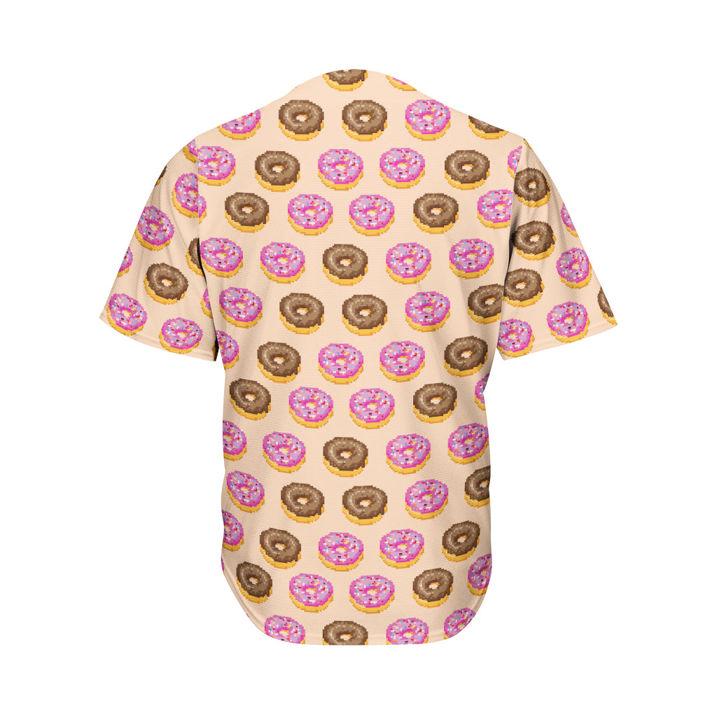 8-Bit Pixel Donut Print Men's Baseball Jersey