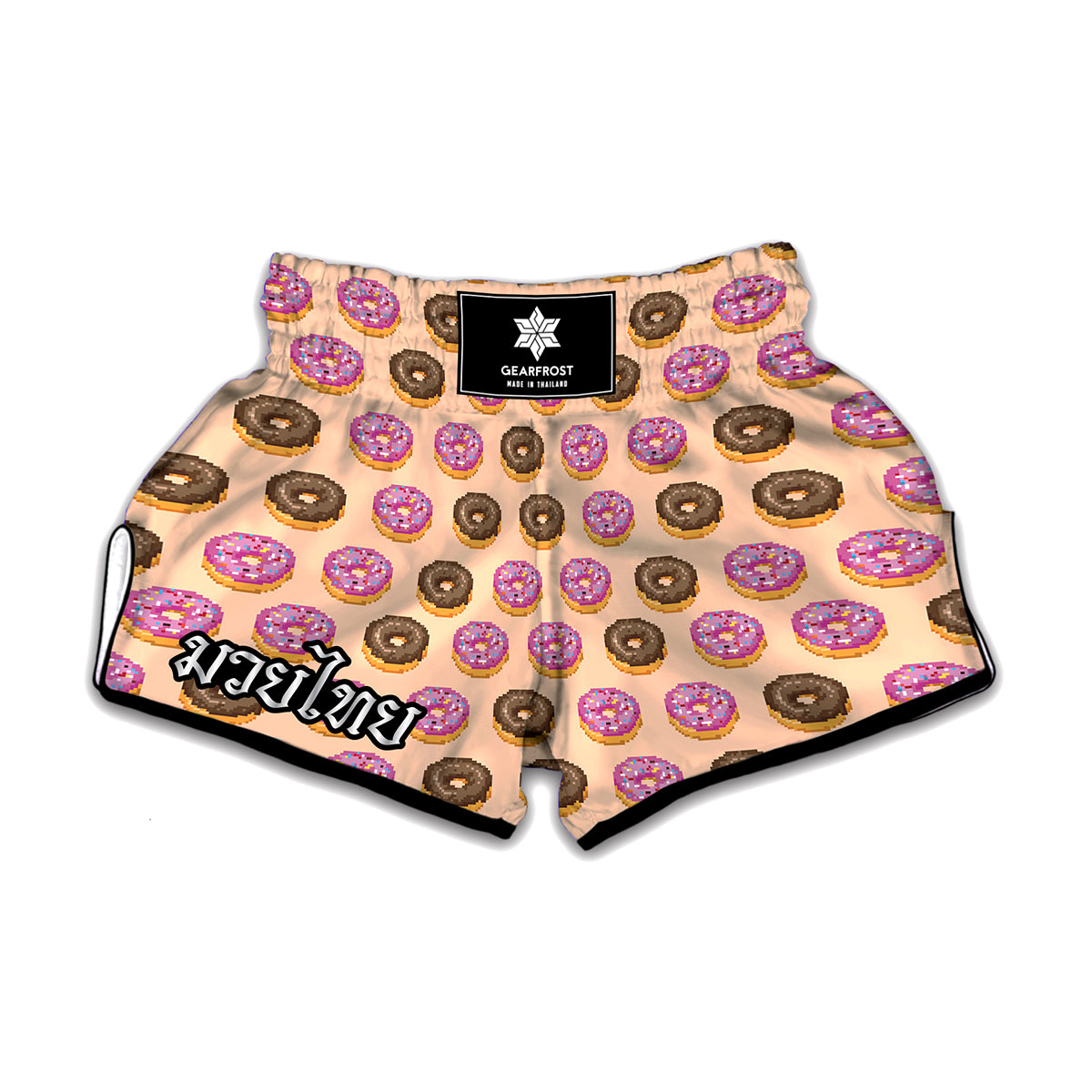 8-Bit Pixel Donut Print Muay Thai Boxing Shorts