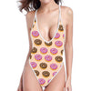 8-Bit Pixel Donut Print One Piece High Cut Swimsuit