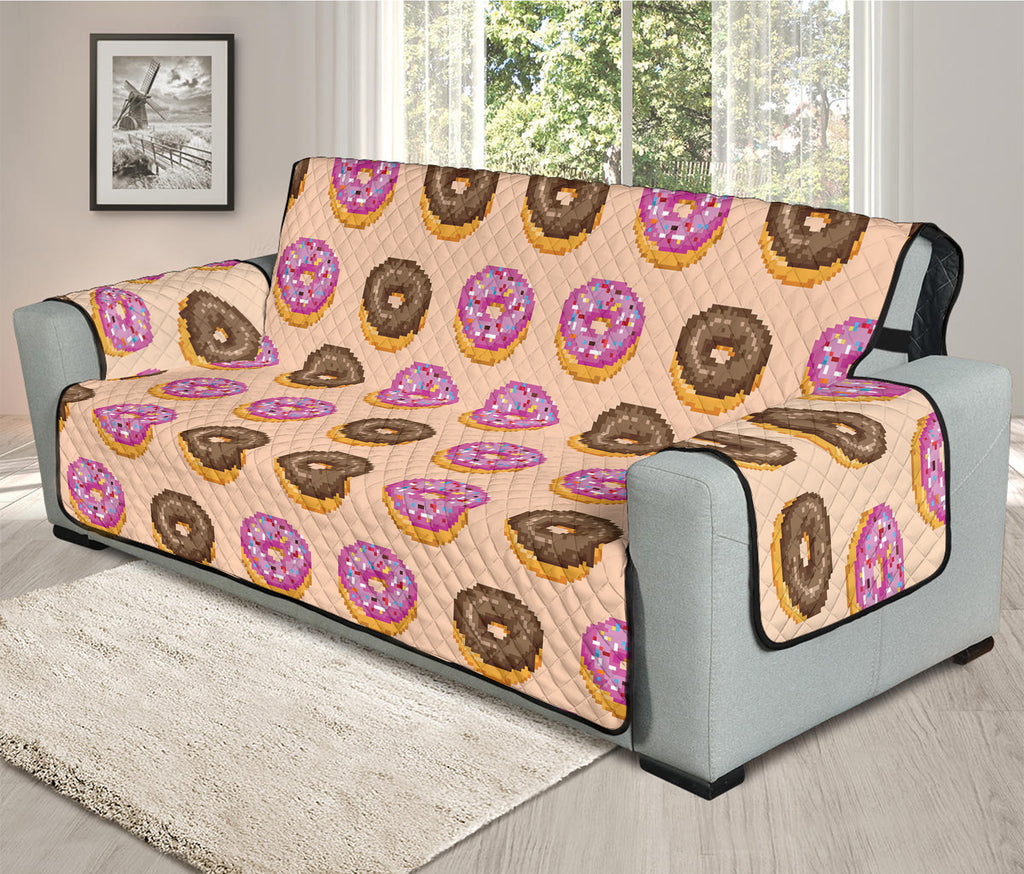 8-Bit Pixel Donut Print Oversized Sofa Protector