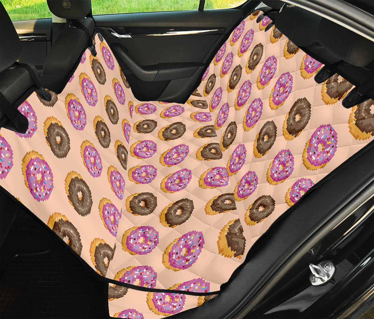 8-Bit Pixel Donut Print Pet Car Back Seat Cover