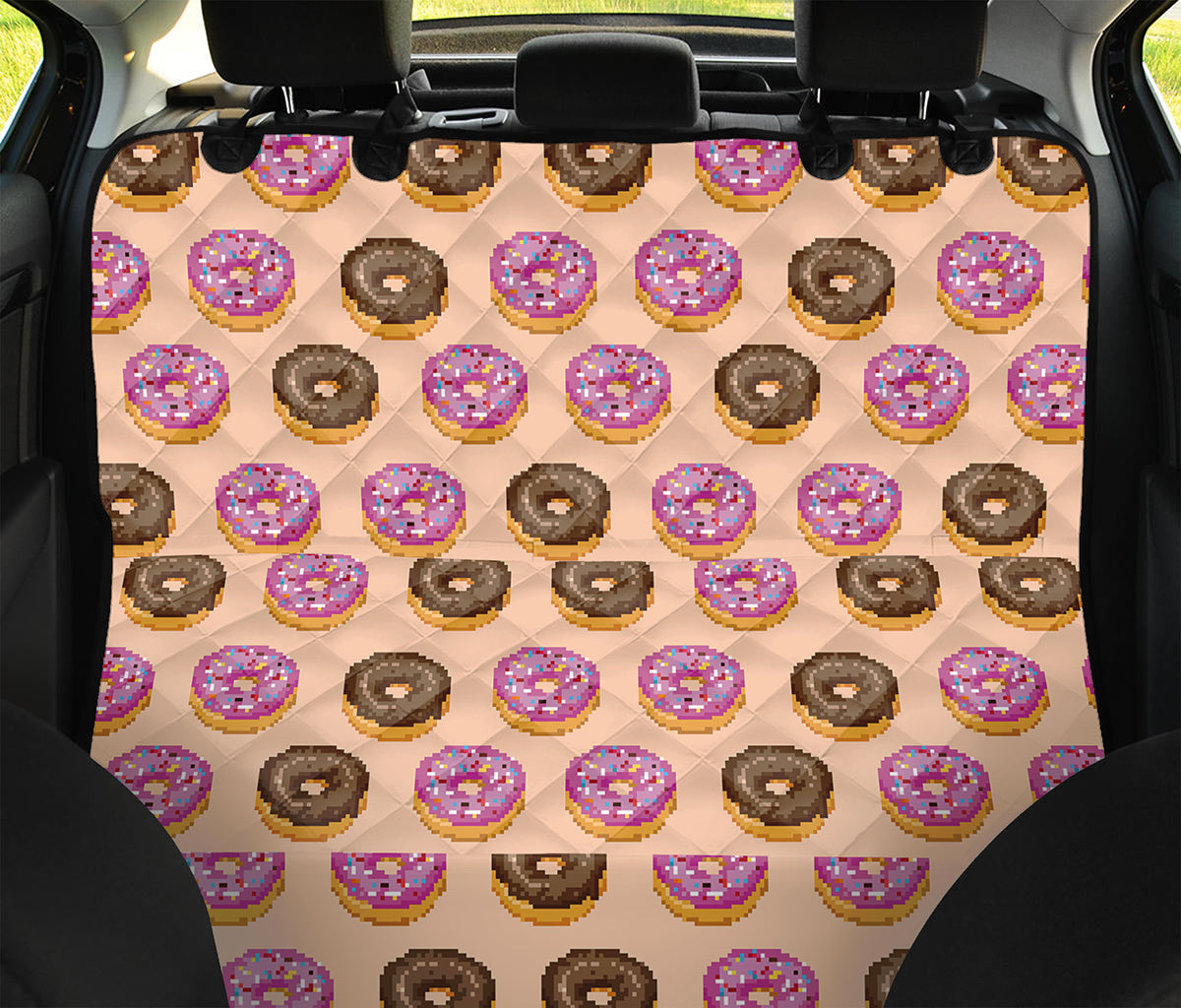 8-Bit Pixel Donut Print Pet Car Back Seat Cover