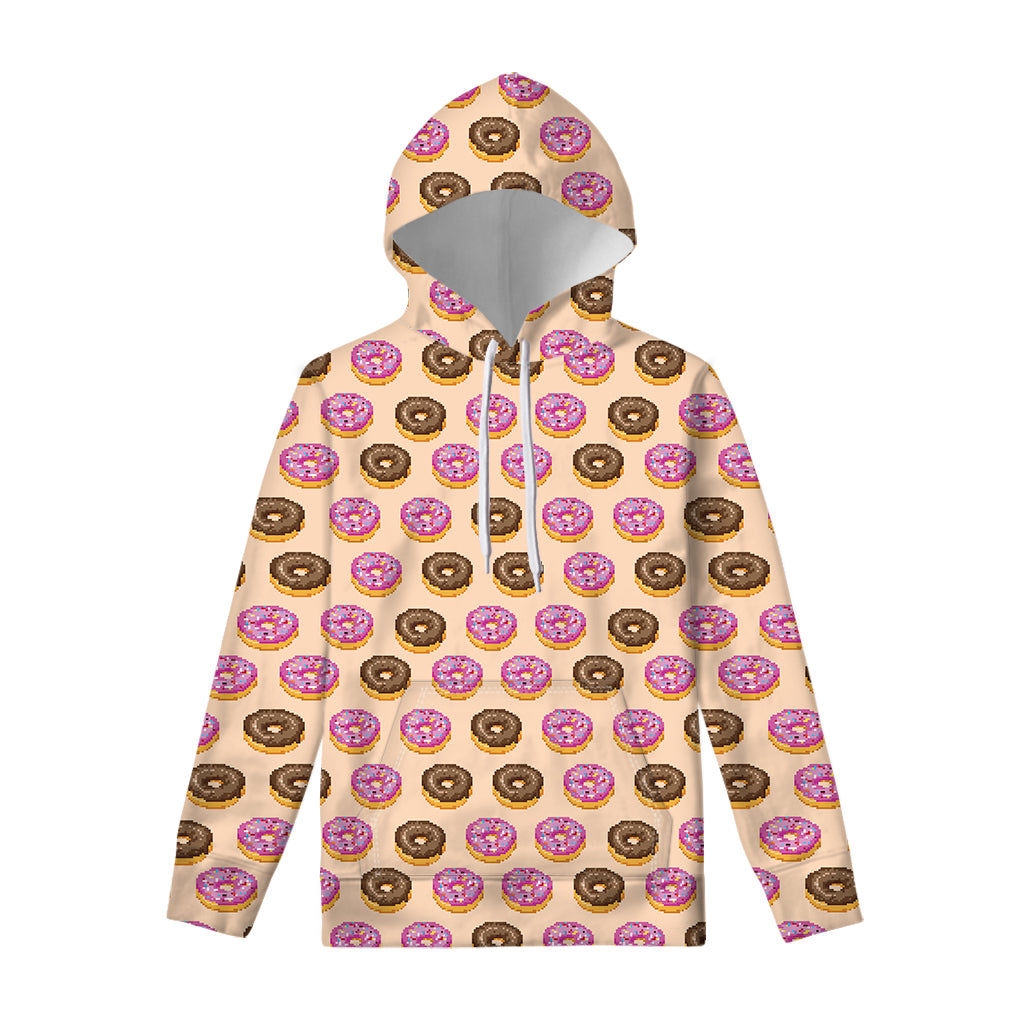 8-Bit Pixel Donut Print Pullover Hoodie