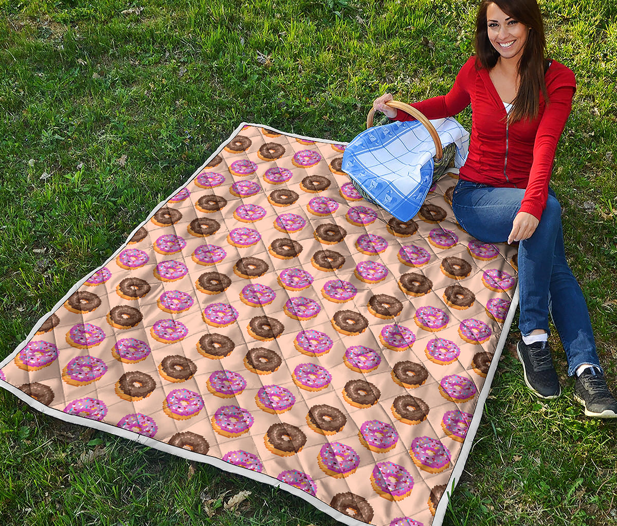 8-Bit Pixel Donut Print Quilt