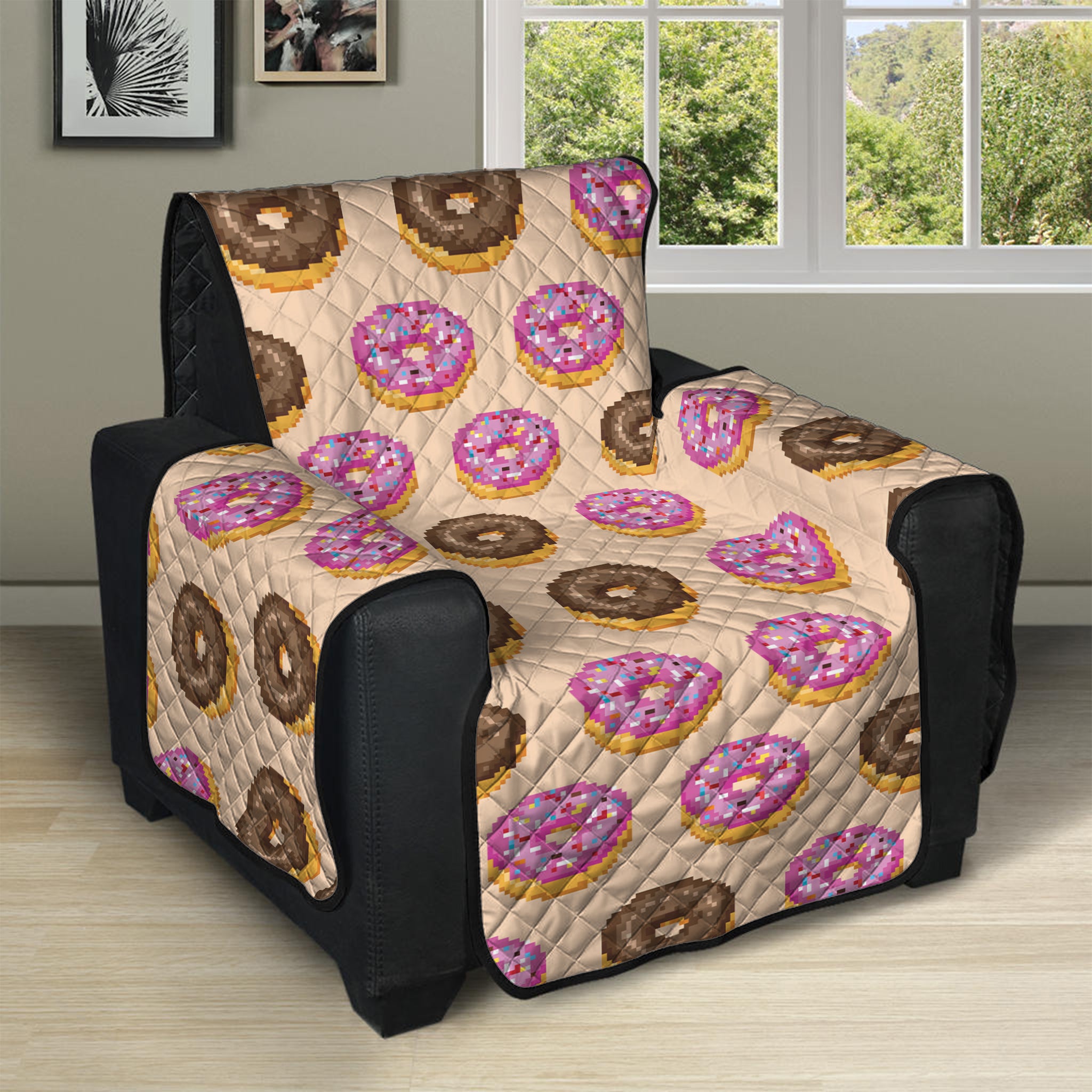 8-Bit Pixel Donut Print Recliner Protector