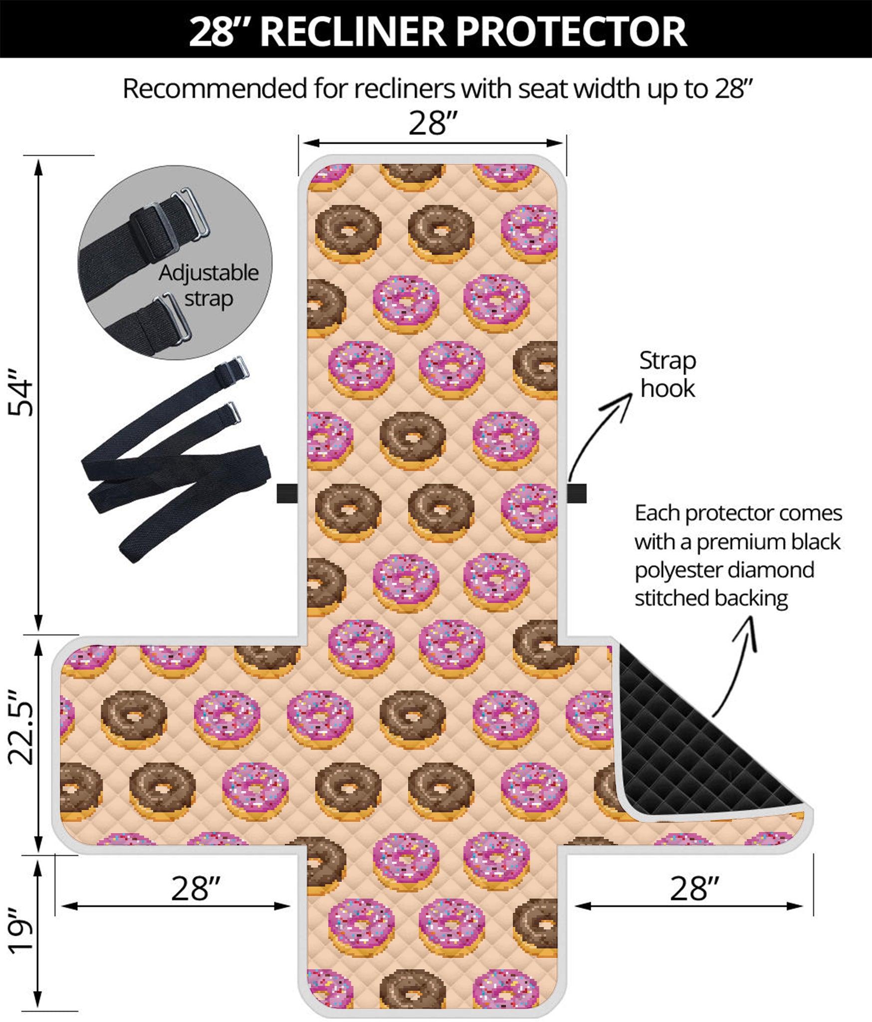 8-Bit Pixel Donut Print Recliner Protector