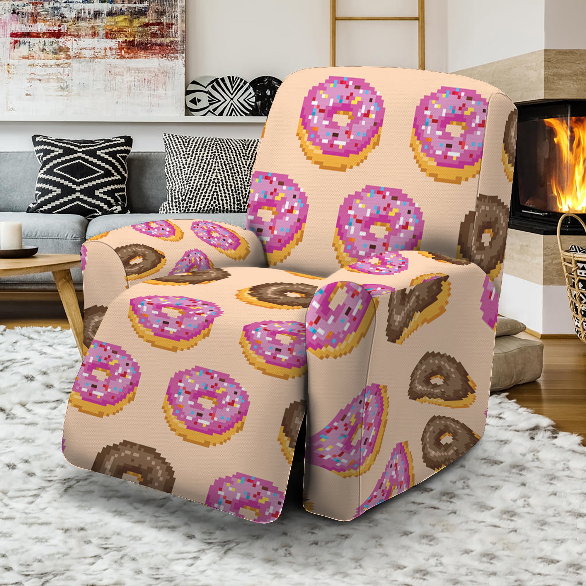 8-Bit Pixel Donut Print Recliner Slipcover