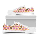 8-Bit Pixel Donut Print White Low Top Shoes