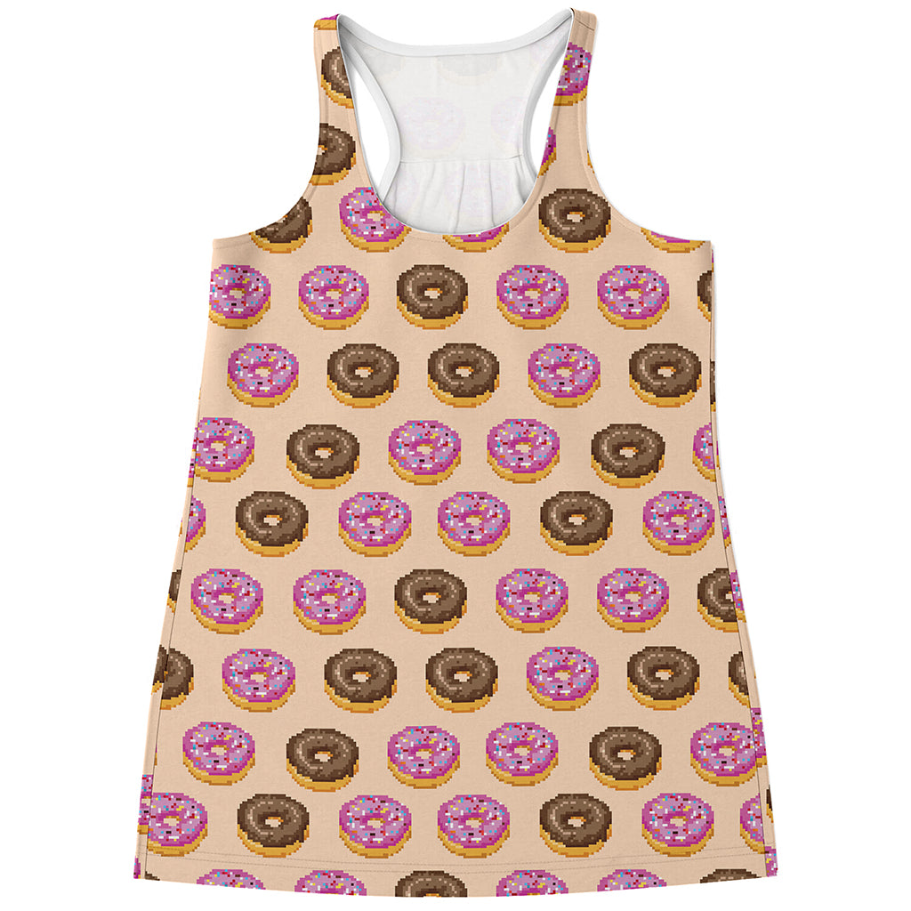 8-Bit Pixel Donut Print Women's Racerback Tank Top