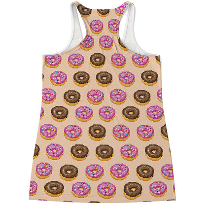 8-Bit Pixel Donut Print Women's Racerback Tank Top