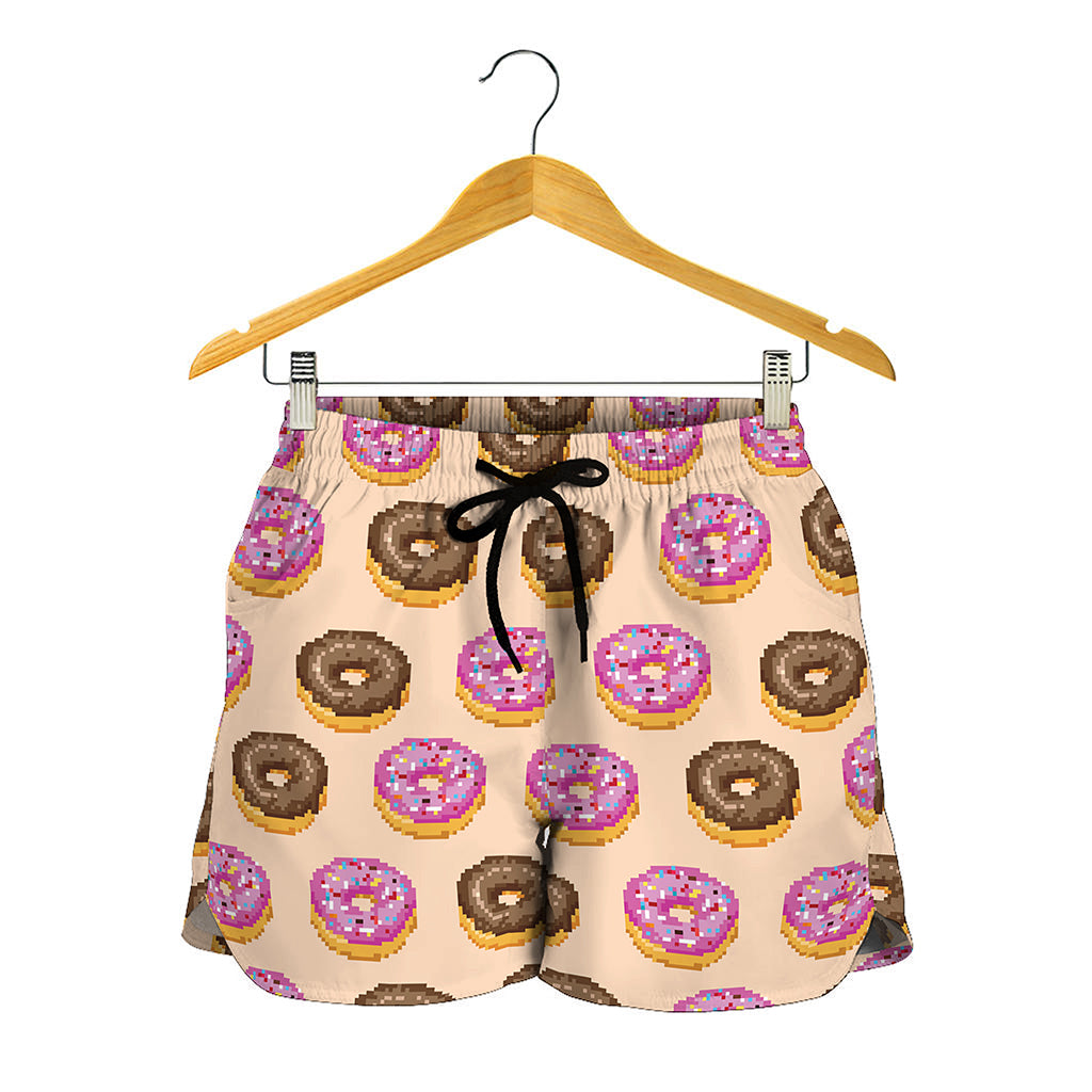 8-Bit Pixel Donut Print Women's Shorts