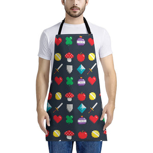 8-Bit Pixel Game Items Print Apron