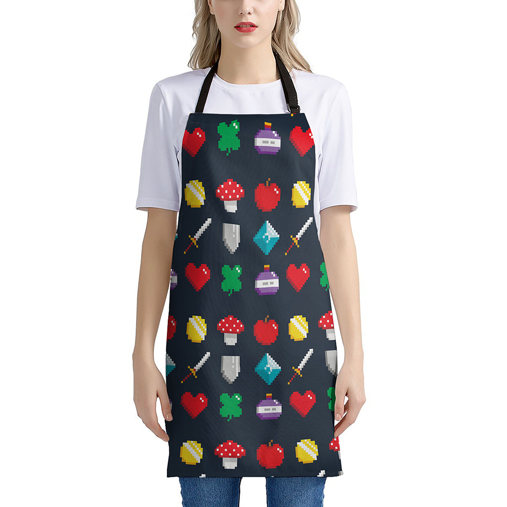 8-Bit Pixel Game Items Print Apron