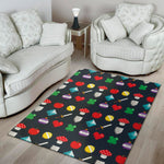8-Bit Pixel Game Items Print Area Rug