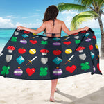 8-Bit Pixel Game Items Print Beach Sarong Wrap