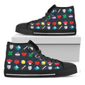 8-Bit Pixel Game Items Print Black High Top Sneakers