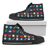 8-Bit Pixel Game Items Print Black High Top Shoes