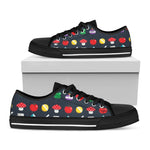 8-Bit Pixel Game Items Print Black Low Top Shoes