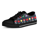 8-Bit Pixel Game Items Print Black Low Top Shoes