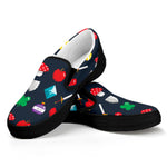 8-Bit Pixel Game Items Print Black Slip On Shoes