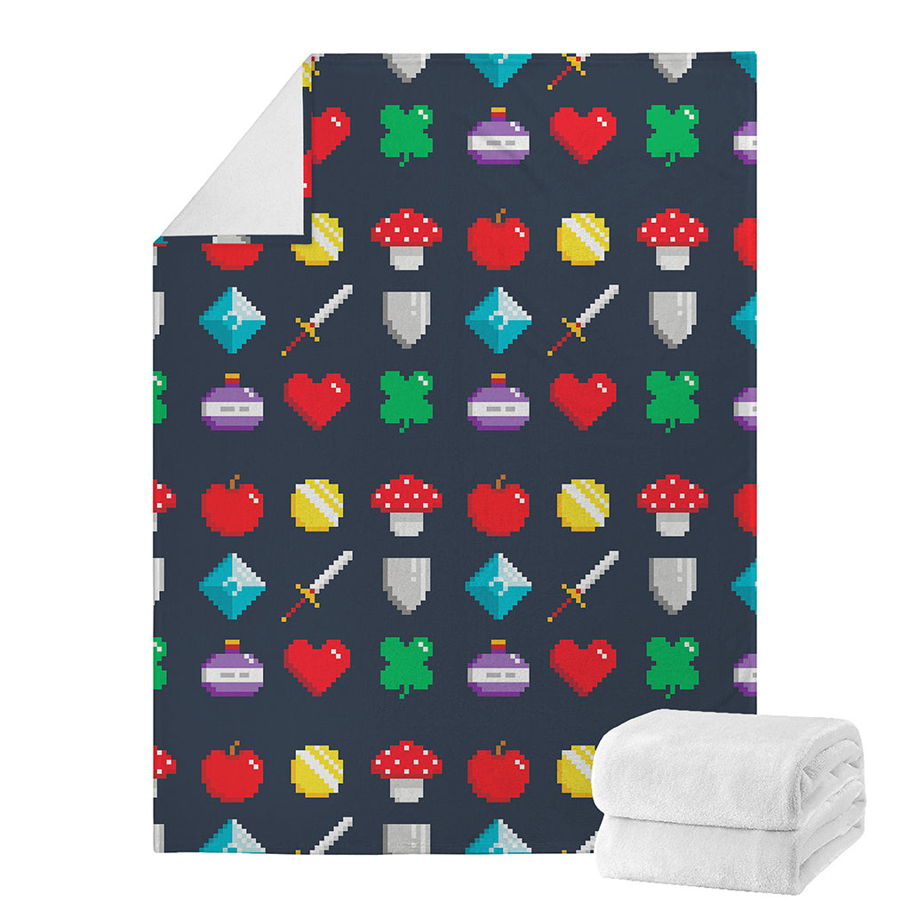8-Bit Pixel Game Items Print Blanket