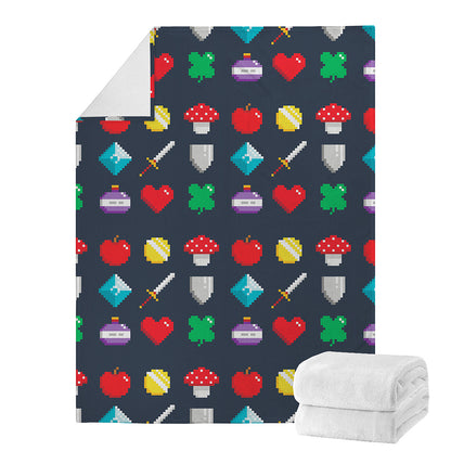 8-Bit Pixel Game Items Print Blanket