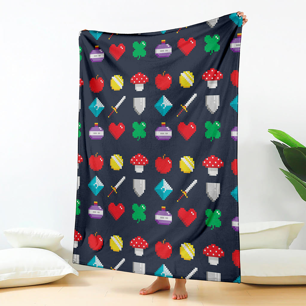 8-Bit Pixel Game Items Print Blanket