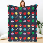 8-Bit Pixel Game Items Print Blanket