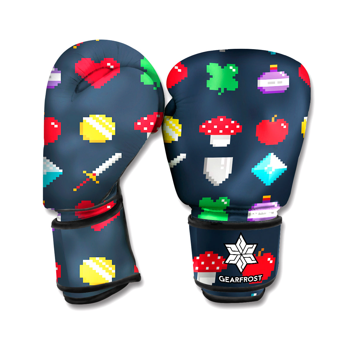 8-Bit Pixel Game Items Print Boxing Gloves