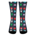 8-Bit Pixel Game Items Print Crew Socks