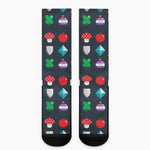 8-Bit Pixel Game Items Print Crew Socks