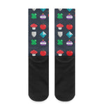 8-Bit Pixel Game Items Print Crew Socks