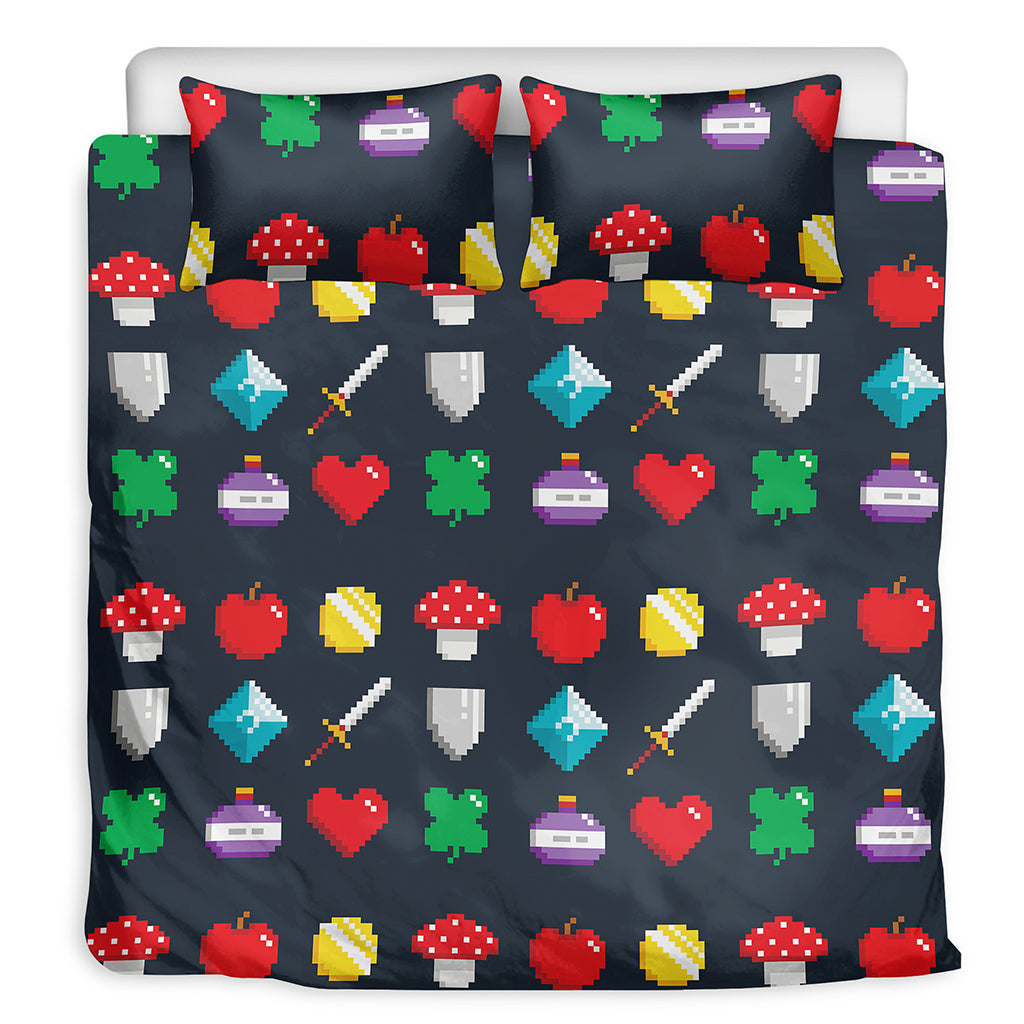 8-Bit Pixel Game Items Print Duvet Cover Bedding Set