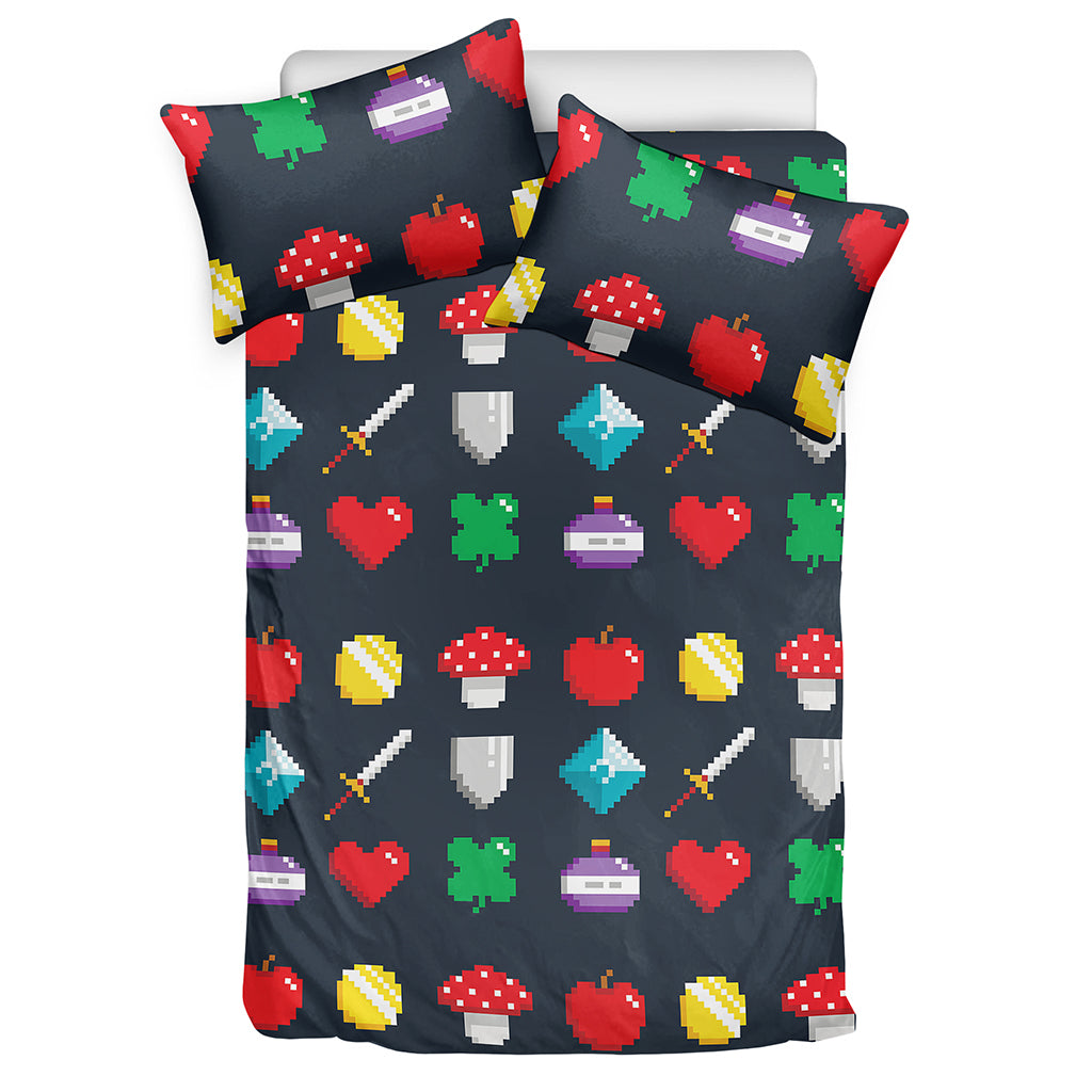 8-Bit Pixel Game Items Print Duvet Cover Bedding Set