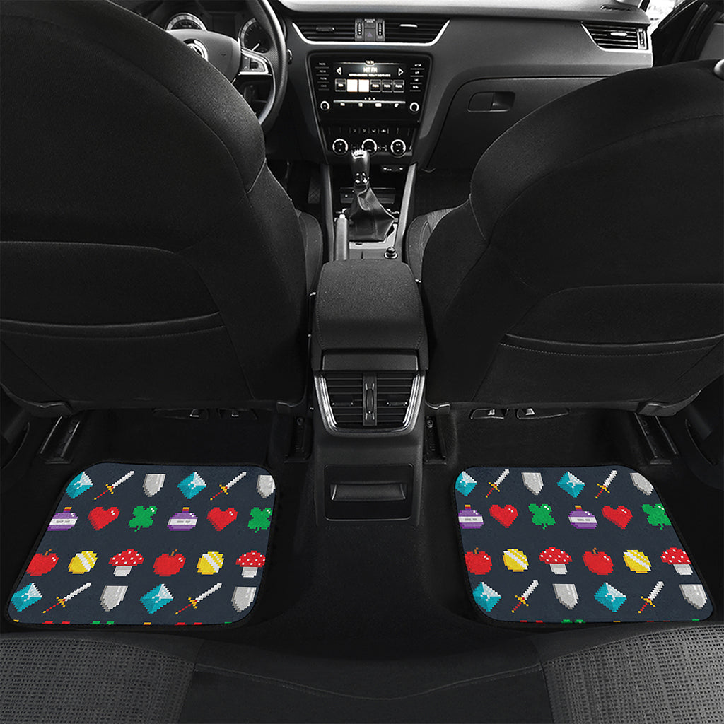 8-Bit Pixel Game Items Print Front and Back Car Floor Mats