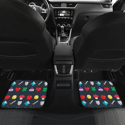 8-Bit Pixel Game Items Print Front and Back Car Floor Mats