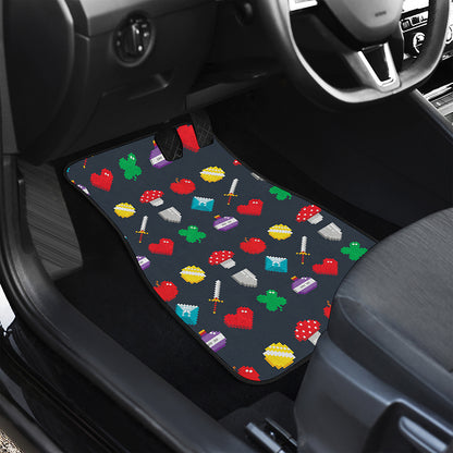 8-Bit Pixel Game Items Print Front and Back Car Floor Mats