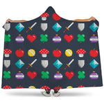 8-Bit Pixel Game Items Print Hooded Blanket