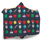 8-Bit Pixel Game Items Print Hooded Blanket