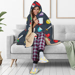 8-Bit Pixel Game Items Print Hooded Blanket