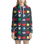 8-Bit Pixel Game Items Print Hoodie Dress
