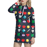 8-Bit Pixel Game Items Print Hoodie Dress