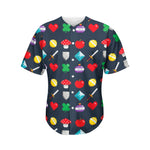 8-Bit Pixel Game Items Print Men's Baseball Jersey