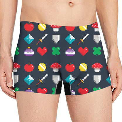 8-Bit Pixel Game Items Print Men's Boxer Briefs