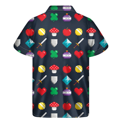 8-Bit Pixel Game Items Print Men's Short Sleeve Shirt