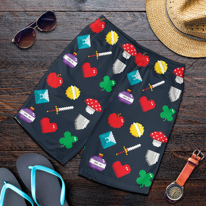 8-Bit Pixel Game Items Print Men's Shorts