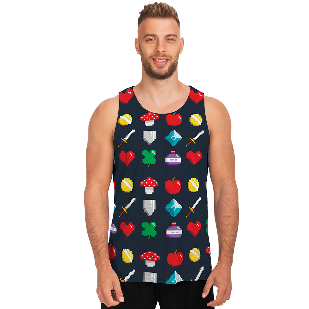 8-Bit Pixel Game Items Print Men's Tank Top