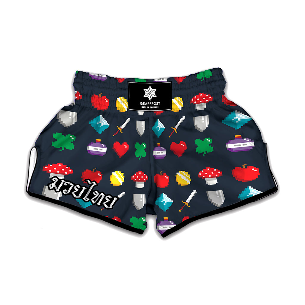 8-Bit Pixel Game Items Print Muay Thai Boxing Shorts